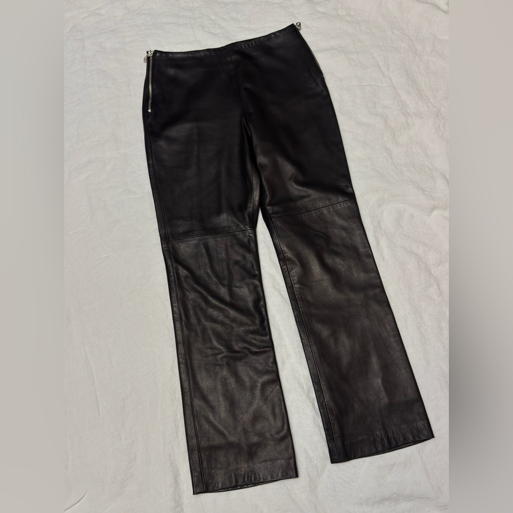 Comme Toujour Butter Soft Black Leather Trouser Pants Size 10 Grunge Indie Retro